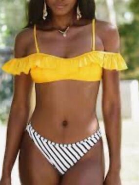 Cupshe Yellow Ruffle Off-Shoulder Camisole Top